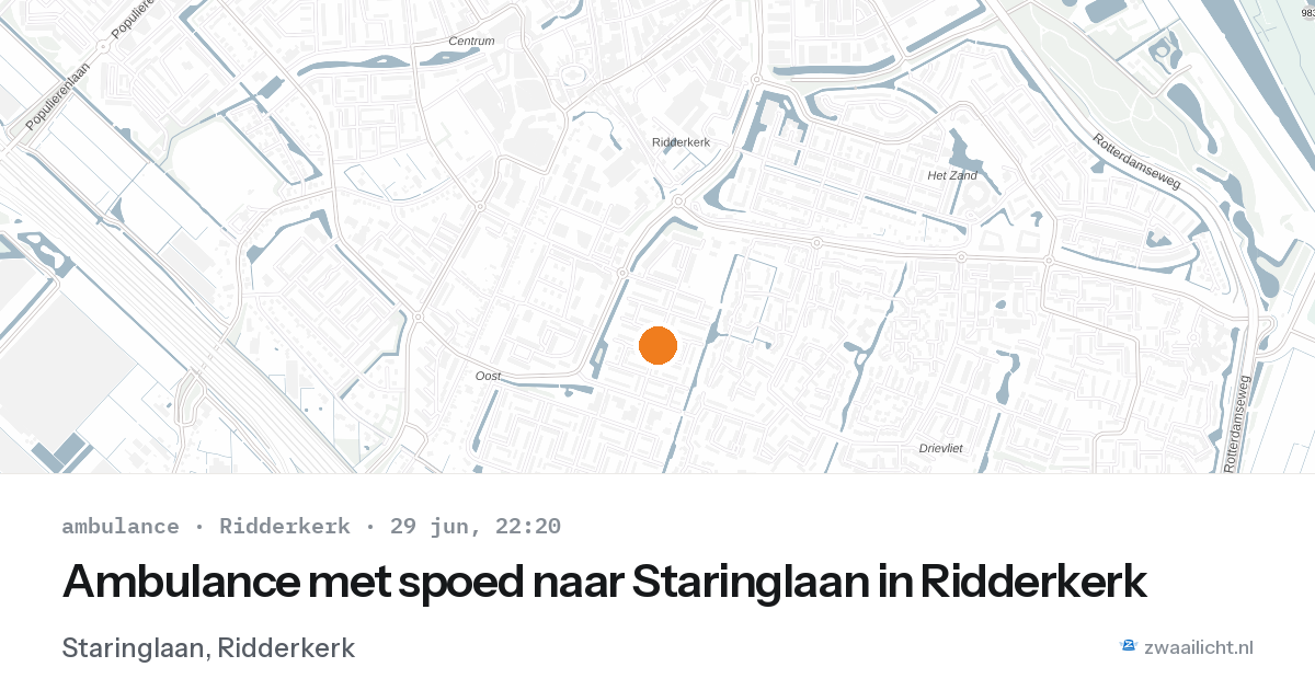 Ambulance met spoed naar Staringlaan in Ridderkerk — 29 jun 2026