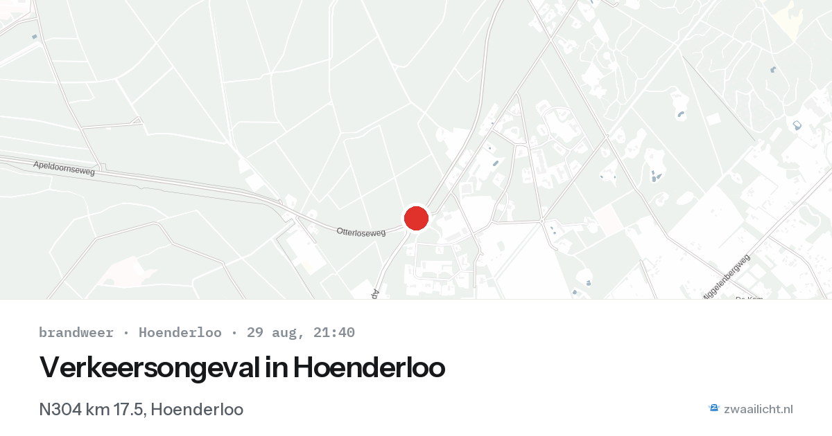 Verkeersongeval in Hoenderloo — 29 aug 2026
