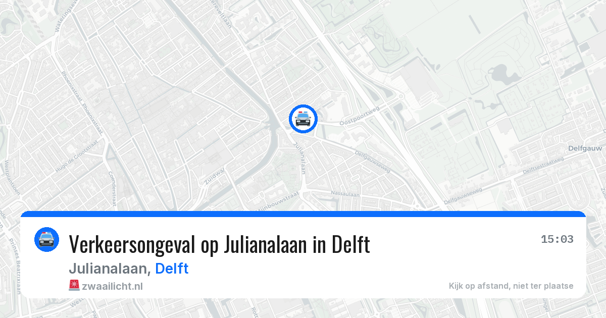 Verkeersongeval op Julianalaan in Delft — 4 aug 2026