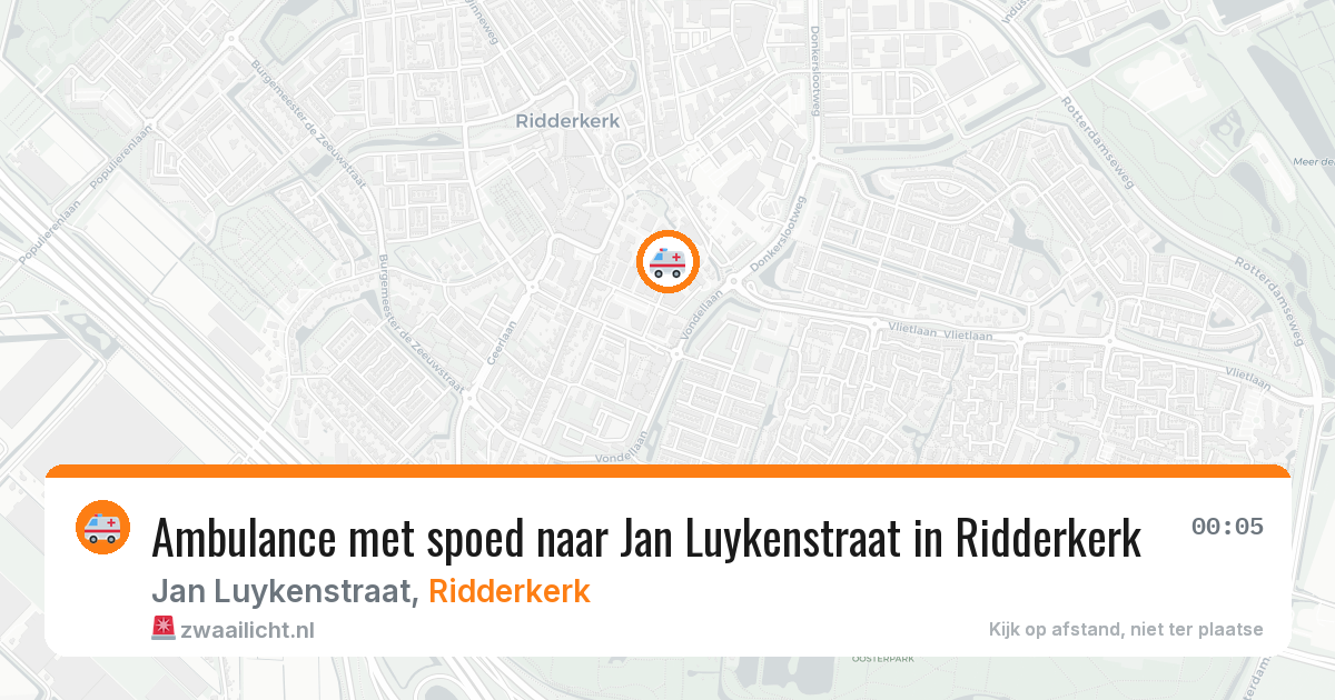 Ambulance met spoed naar Jan Luykenstraat in Ridderkerk — 3 aug 2026