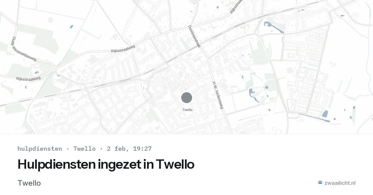 Hulpdiensten ingezet in Twello — 2 feb 2026 | 🚨 Zwaailicht.nl
