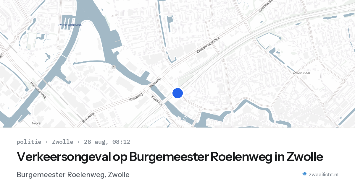 Verkeersongeval op Burgemeester Roelenweg in Zwolle — 28 aug 2026