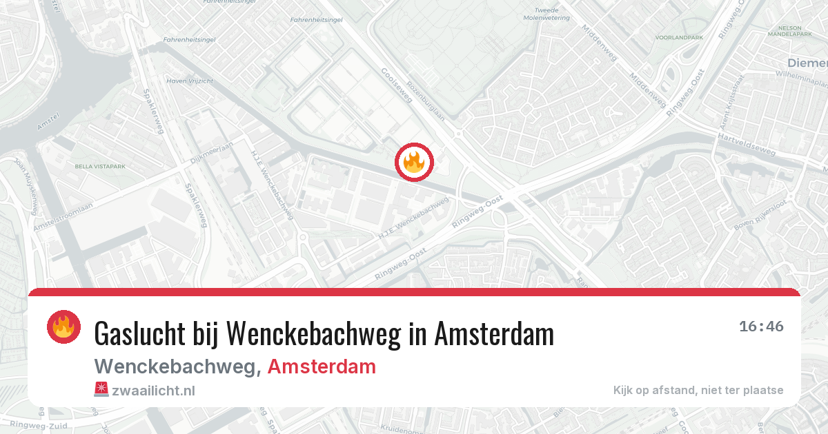 Gaslucht bij Wenckebachweg in Amsterdam — 10 jun 2026
