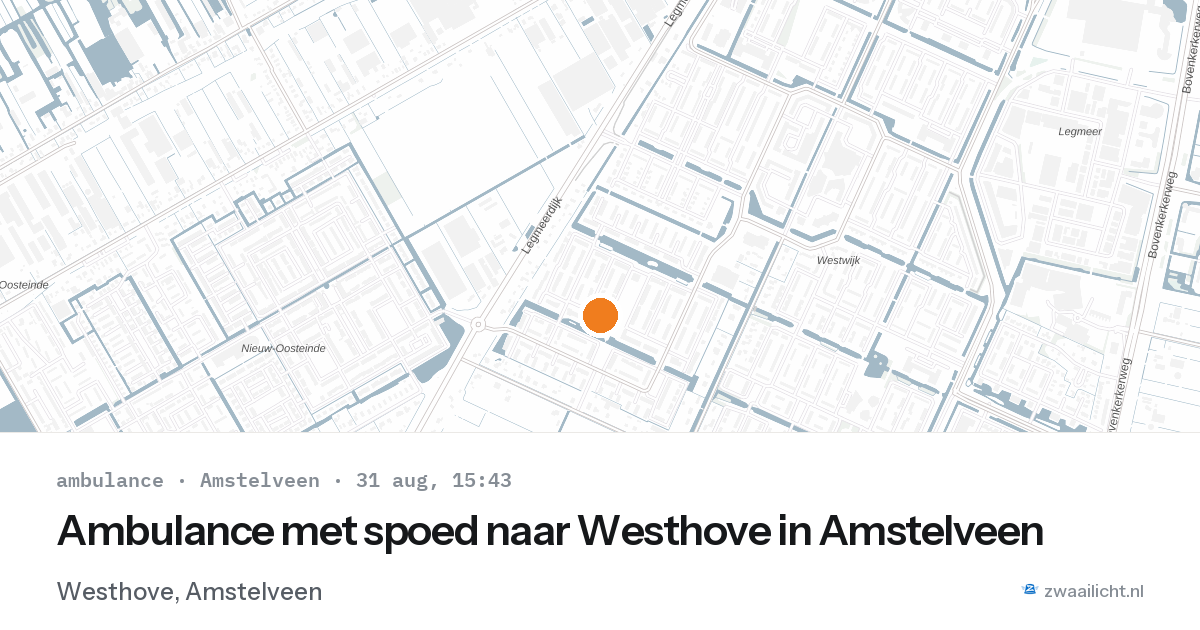 Ambulance met spoed naar Westhove in Amstelveen — 31 aug 2026