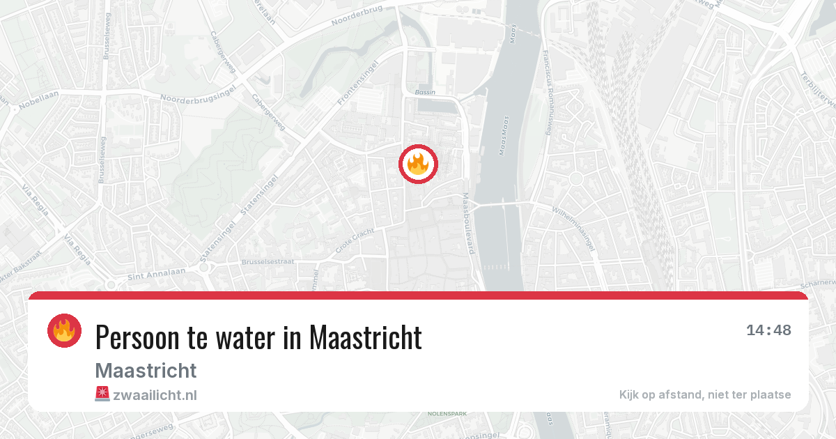 Persoon te water in Maastricht — 13 jun 2026
