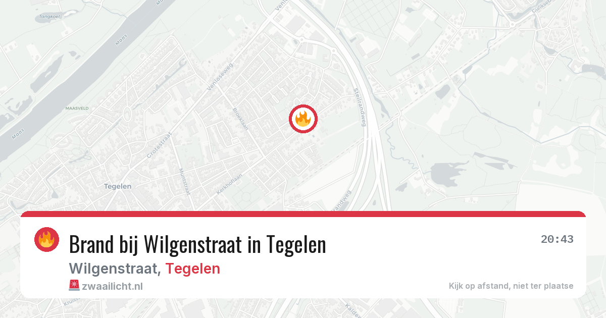 Brand bij Wilgenstraat in Tegelen — 13 apr 2026