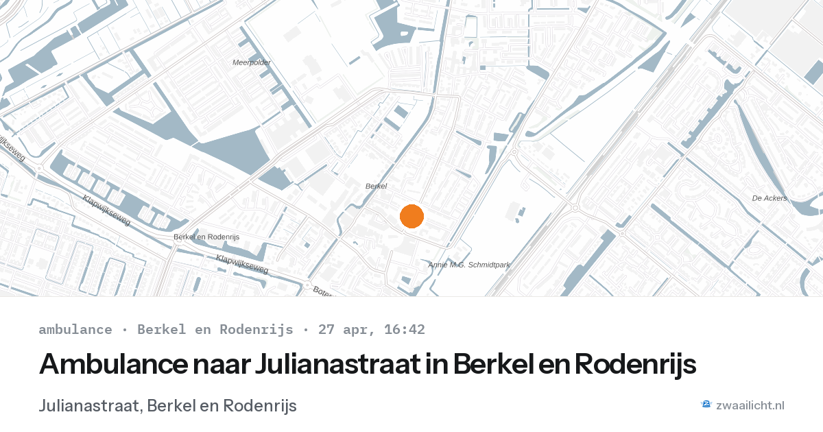 Ambulance naar Julianastraat in Berkel en Rodenrijs — 27 apr 2026