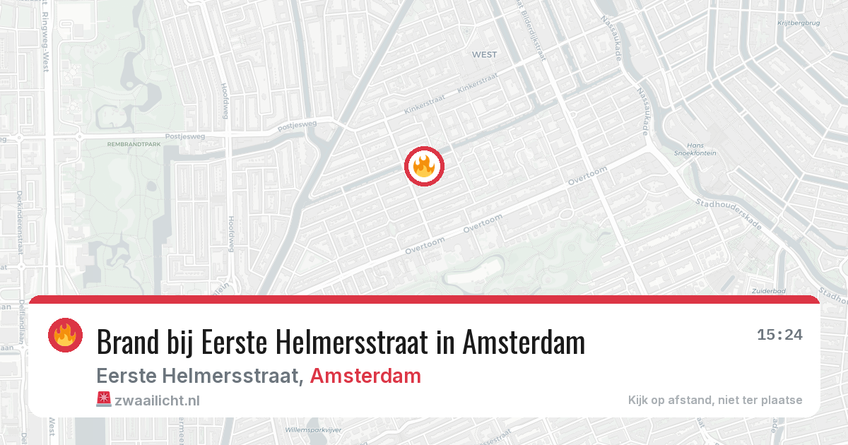 Brand bij Eerste Helmersstraat in Amsterdam — 26 jul 2026