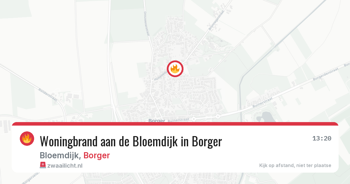 Woningbrand aan de Bloemdijk in Borger — 23 jun 2026
