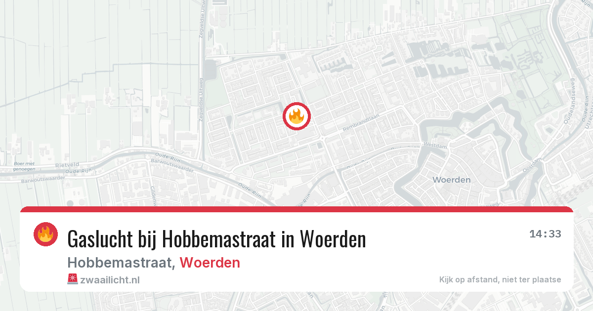 Gaslucht bij Hobbemastraat in Woerden — 1 aug 2026