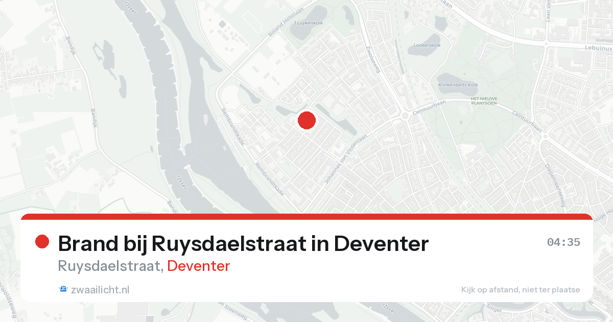 Brand bij Ruysdaelstraat in Deventer — 17 aug 2026