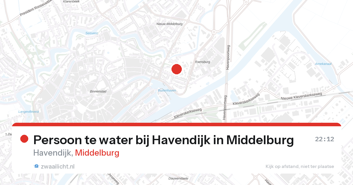 Persoon te water bij Havendijk in Middelburg — 27 aug 2026
