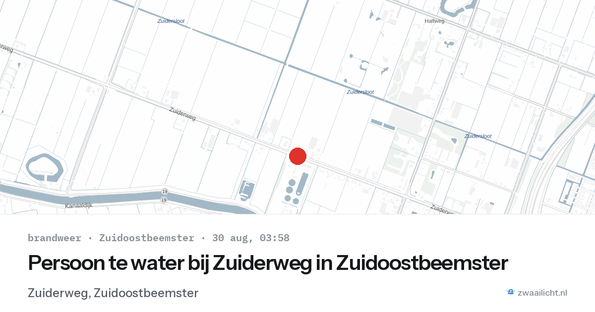Persoon te water bij Zuiderweg in Zuidoostbeemster — 30 aug 2026