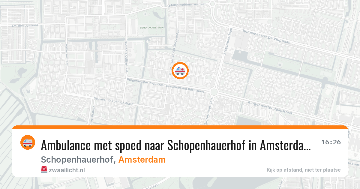 Ambulance met spoed naar Schopenhauerhof in Amsterdam — 16 jul 2026