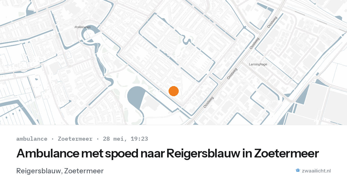 Ambulance met spoed naar Reigersblauw in Zoetermeer — 28 mei 2026