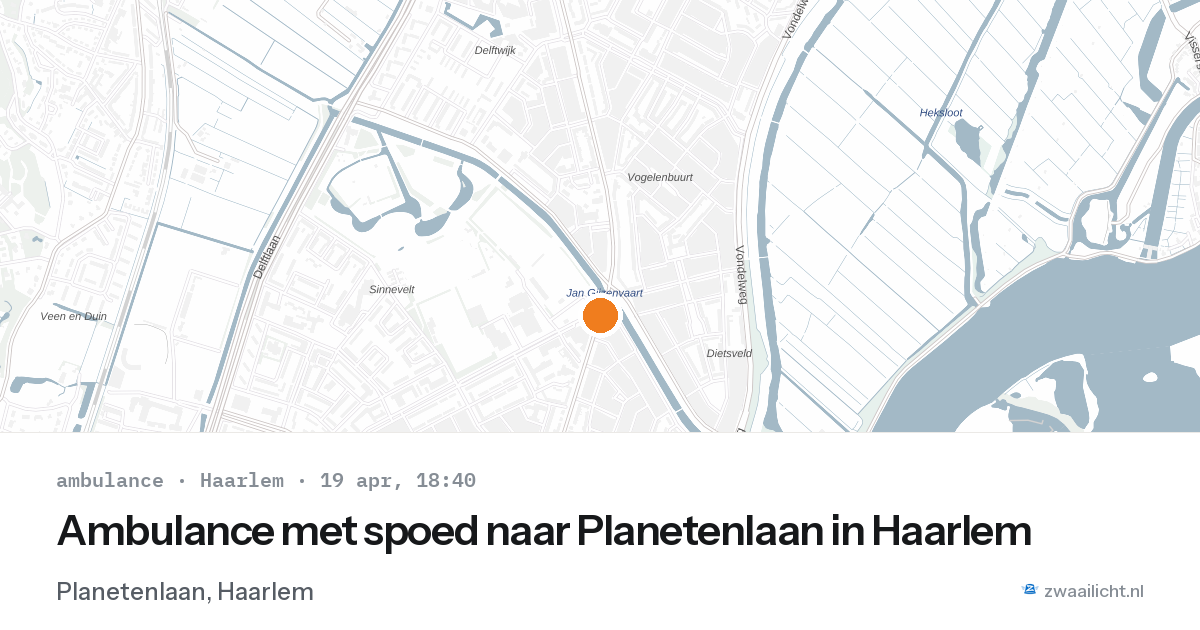 Ambulance met spoed naar Planetenlaan in Haarlem — 19 apr 2026