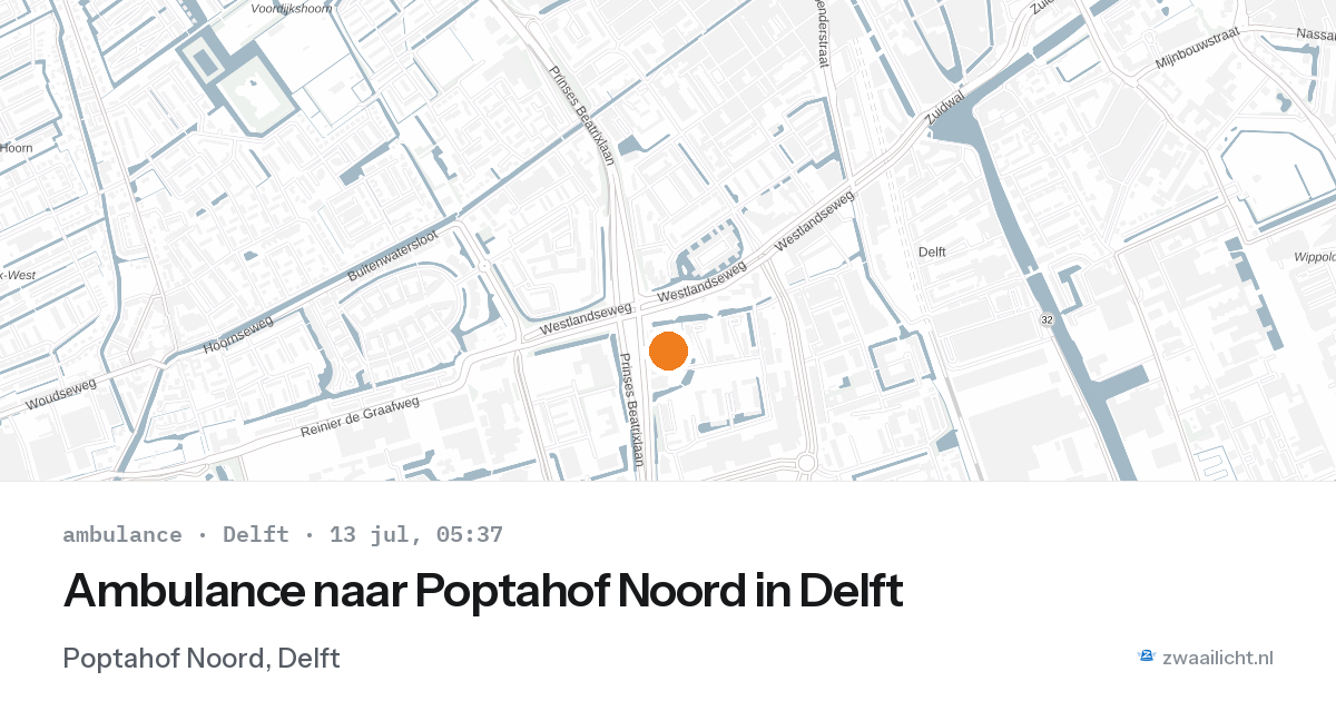 Ambulance naar Poptahof Noord in Delft — 13 jul 2026