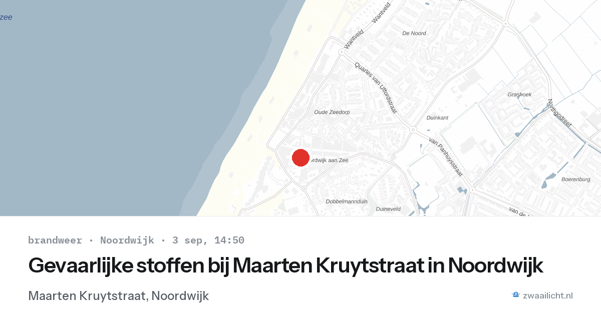 Gevaarlijke stoffen bij Maarten Kruytstraat in Noordwijk — 3 sep 2026
