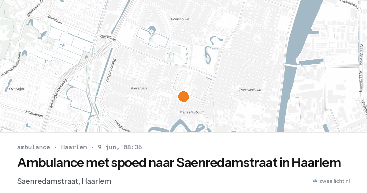 Ambulance met spoed naar Saenredamstraat in Haarlem — 9 jun 2026