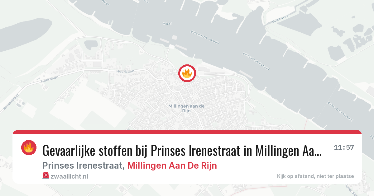 Gevaarlijke stoffen bij Prinses Irenestraat in Millingen Aan De Rijn — 8 jul 2026