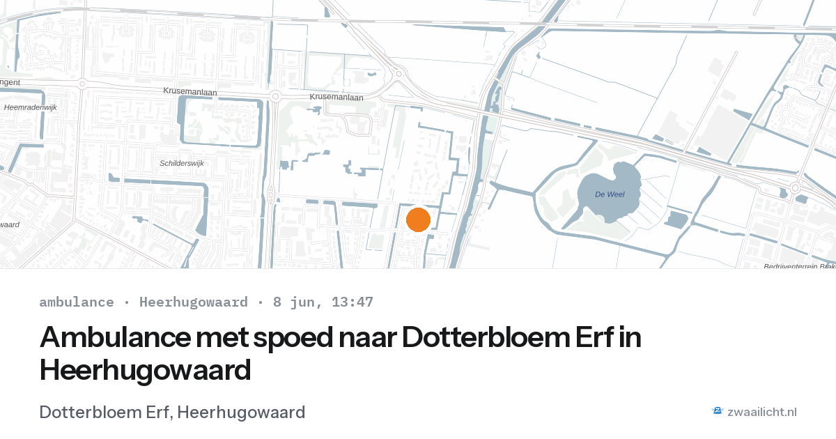 Ambulance met spoed naar Dotterbloem Erf in Heerhugowaard — 8 jun 2026