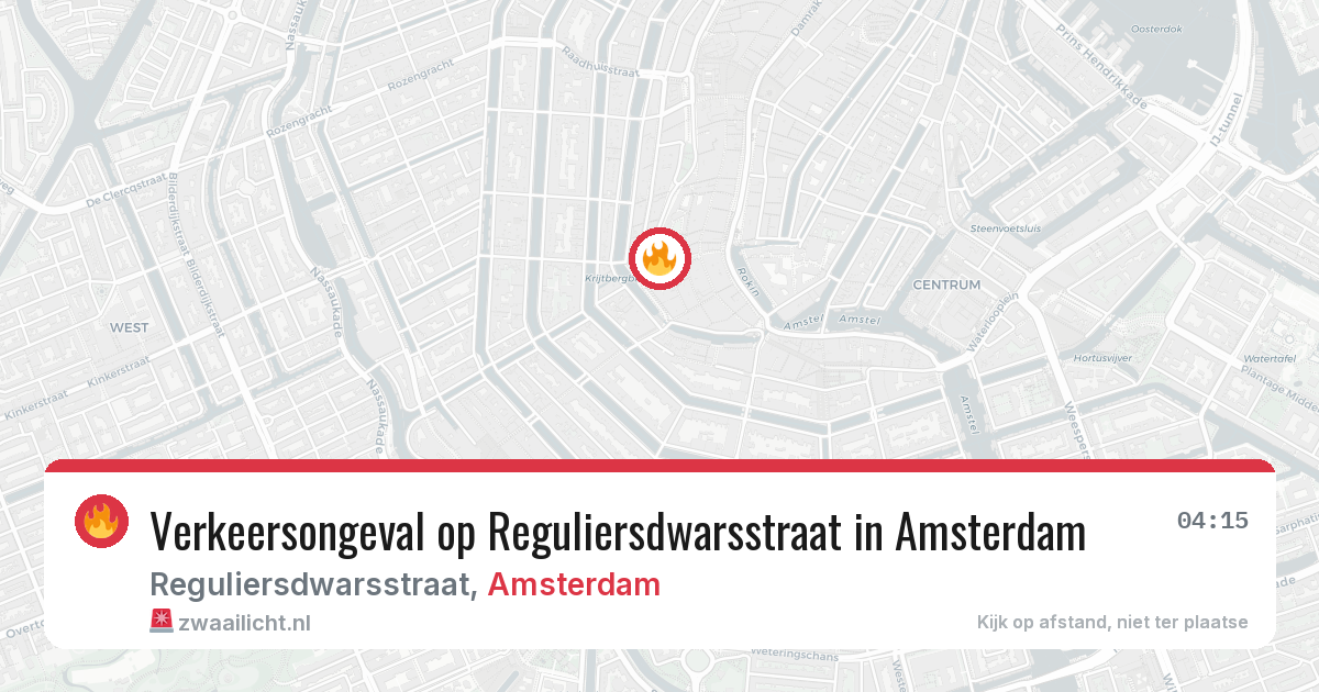 Verkeersongeval op Reguliersdwarsstraat in Amsterdam — 4 jul 2026