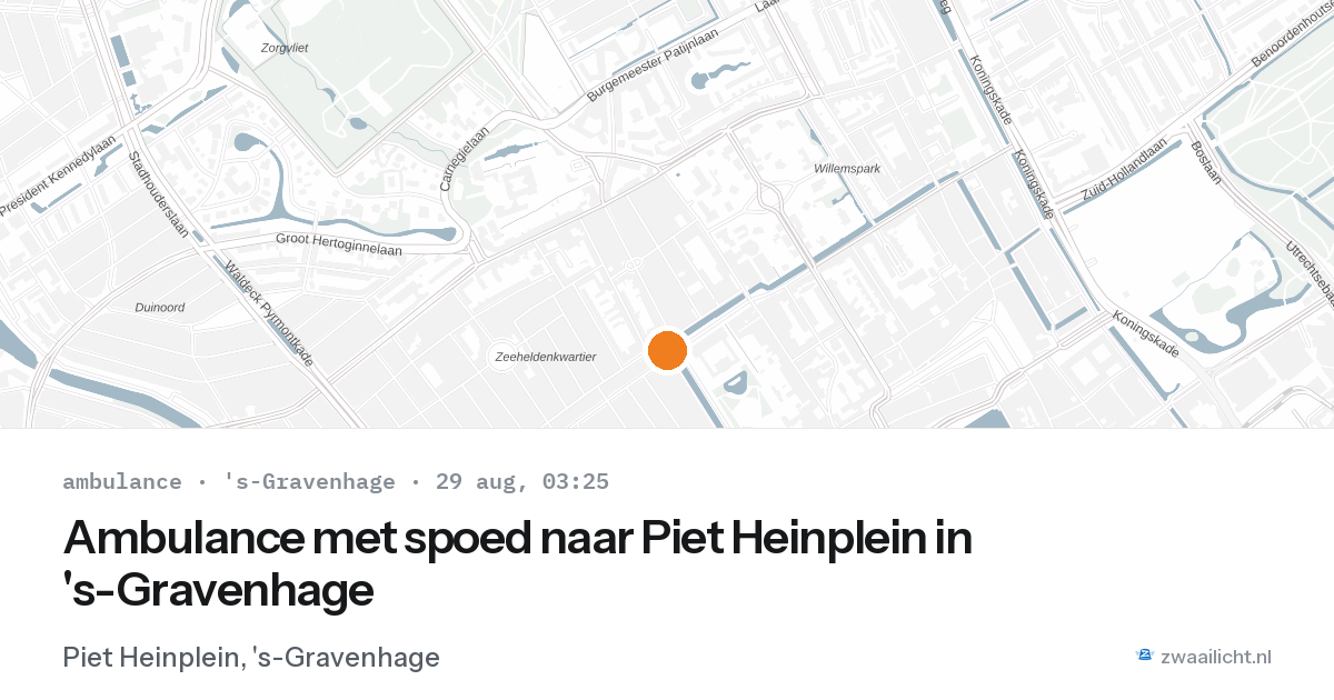 Ambulance met spoed naar Piet Heinplein in 's-Gravenhage — 29 aug 2026