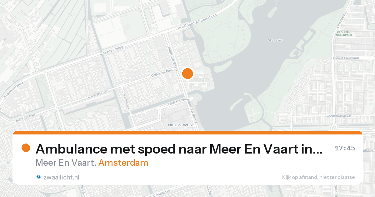 Ambulance met spoed naar Meer En Vaart in Amsterdam — 15 aug 2026