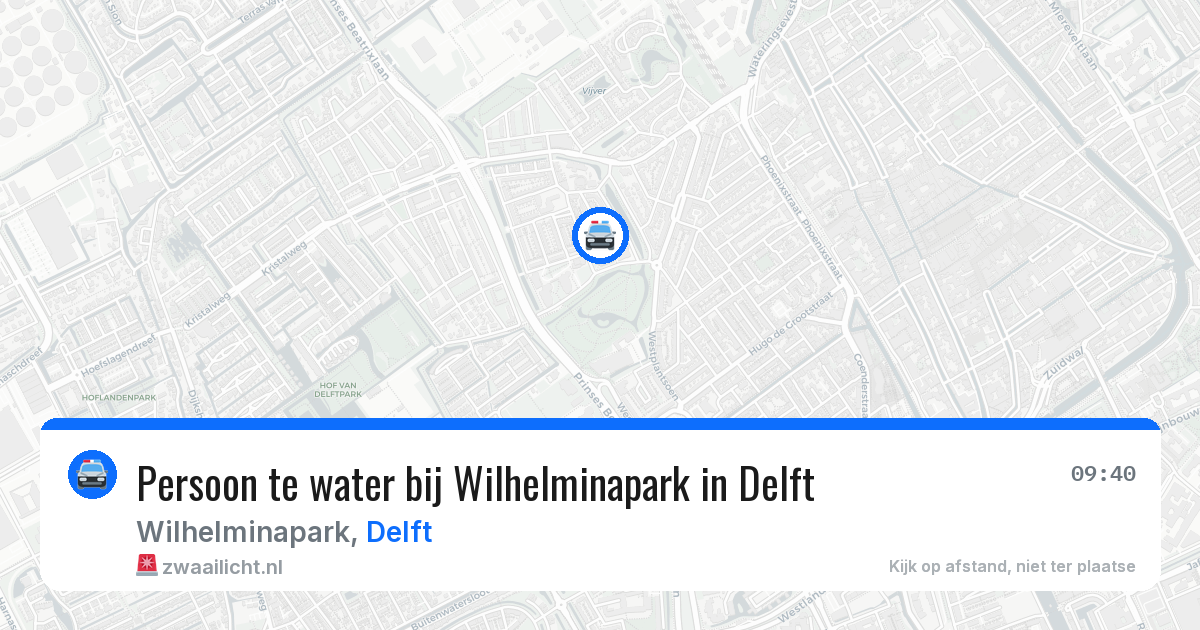 Persoon te water bij Wilhelminapark in Delft — 4 mei 2026
