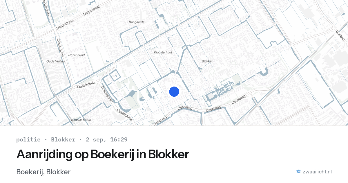 Aanrijding op Boekerij in Blokker — 2 sep 2026