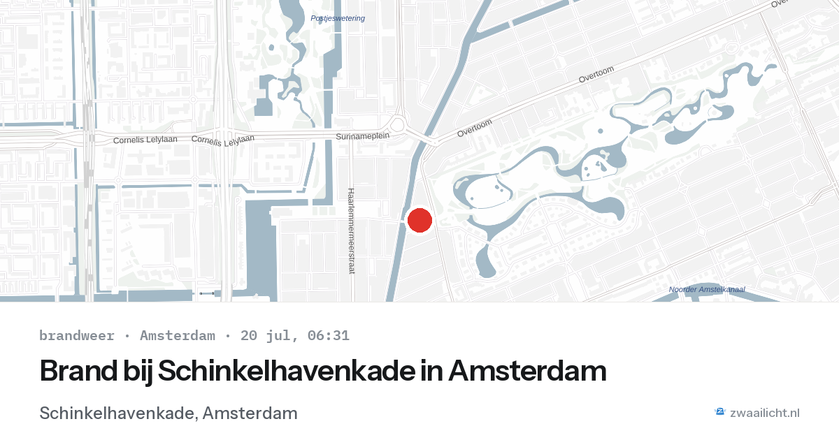 Brand bij Schinkelhavenkade in Amsterdam — 20 jul 2026