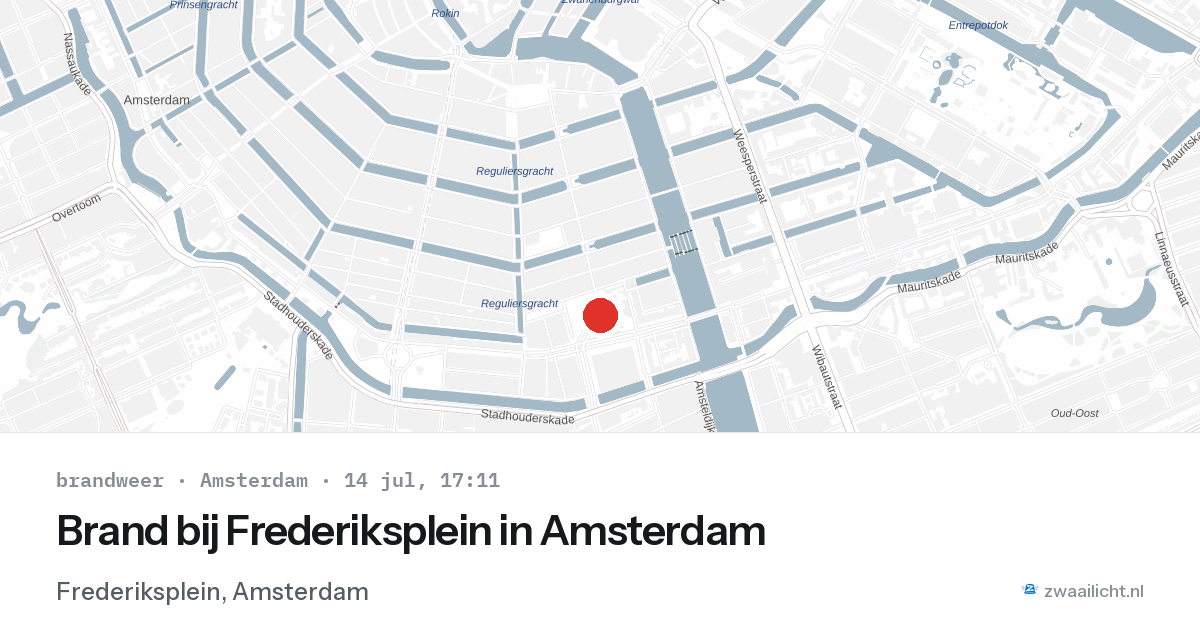 Brand bij Frederiksplein in Amsterdam — 14 jul 2026