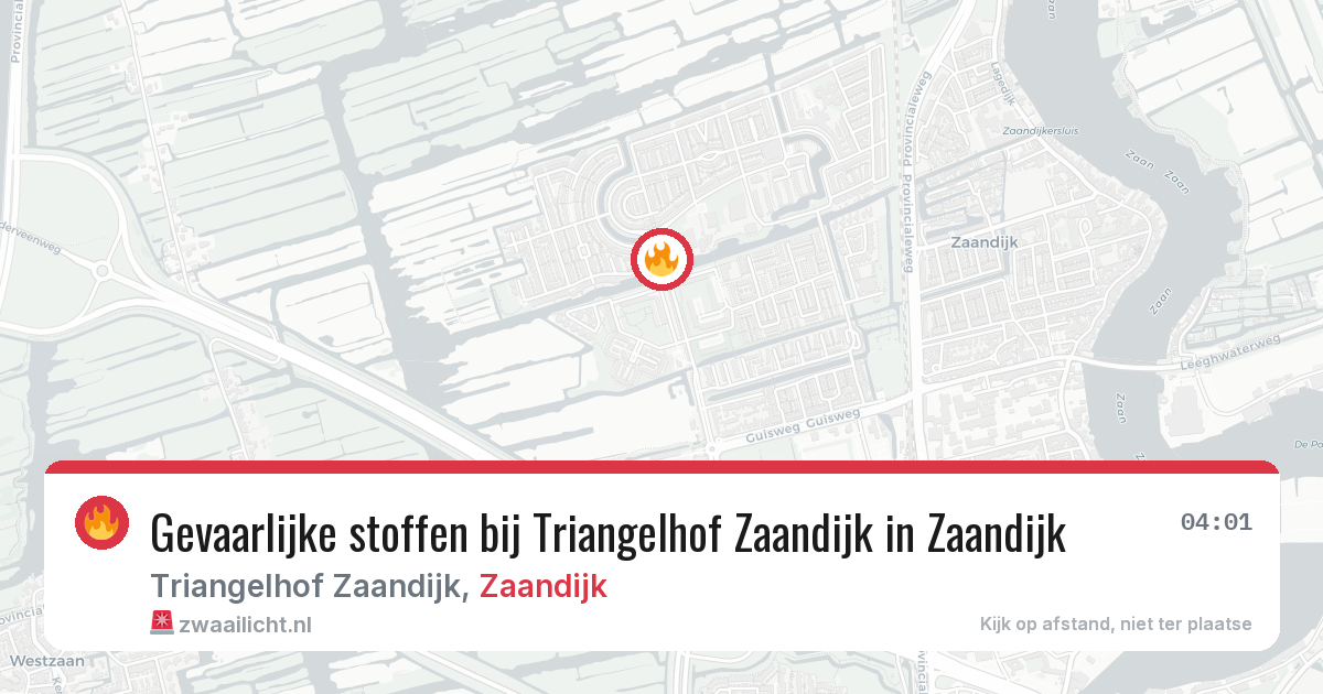 Gevaarlijke stoffen bij Triangelhof Zaandijk in Zaandijk — 6 aug 2026