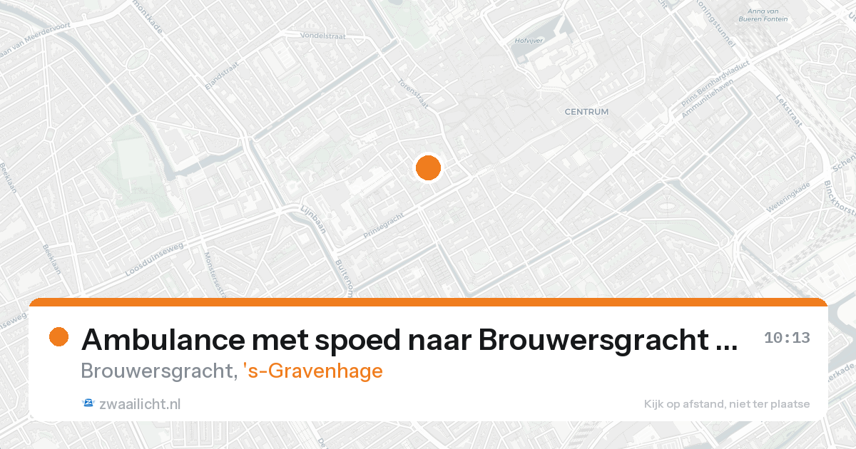 Ambulance met spoed naar Brouwersgracht in 's-Gravenhage — 16 aug 2026