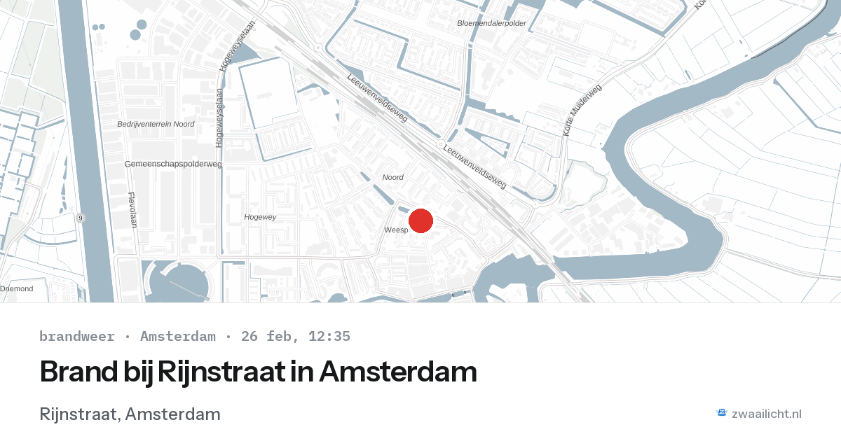 Brand bij Rijnstraat in Amsterdam — 26 feb 2026