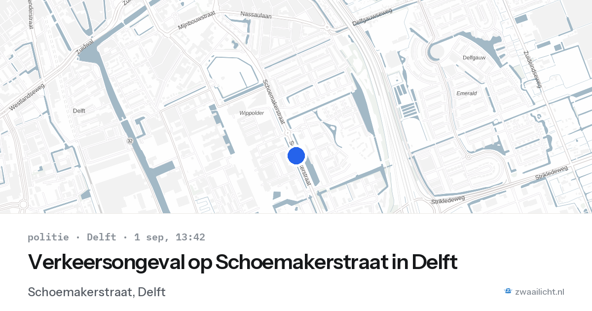 Verkeersongeval op Schoemakerstraat in Delft — 1 sep 2026