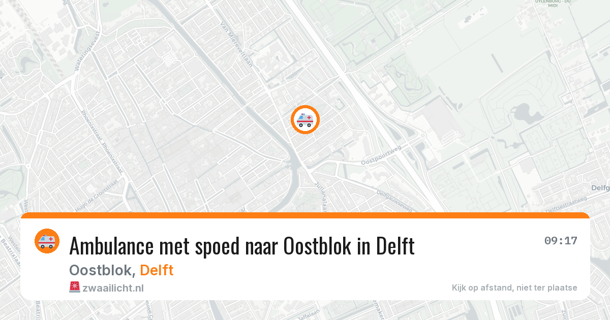 Ambulance met spoed naar Oostblok in Delft — 2 aug 2026