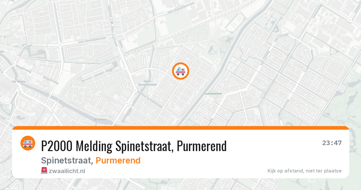 P2000 Melding Spinetstraat, Purmerend — 4 jul 2026