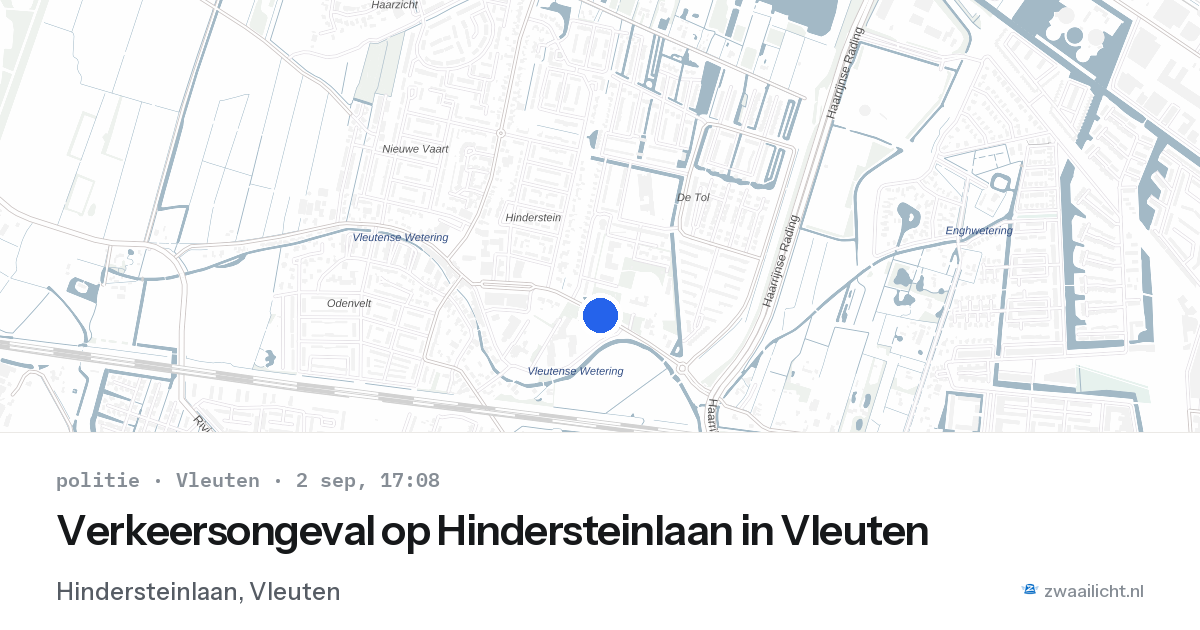 Verkeersongeval op Hindersteinlaan in Vleuten — 2 sep 2026