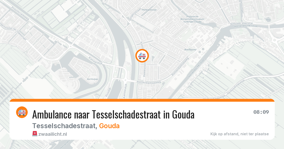 Ambulance naar Tesselschadestraat in Gouda — 6 aug 2026