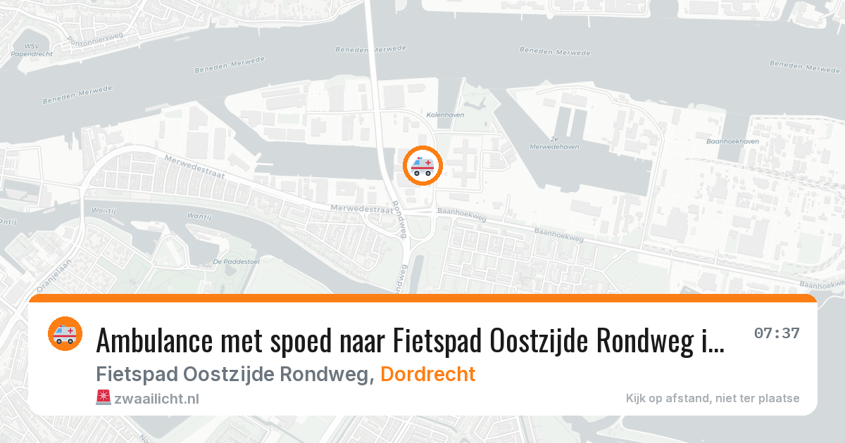 Ambulance met spoed naar Fietspad Oostzijde Rondweg in Dordrecht — 9 jun 2026