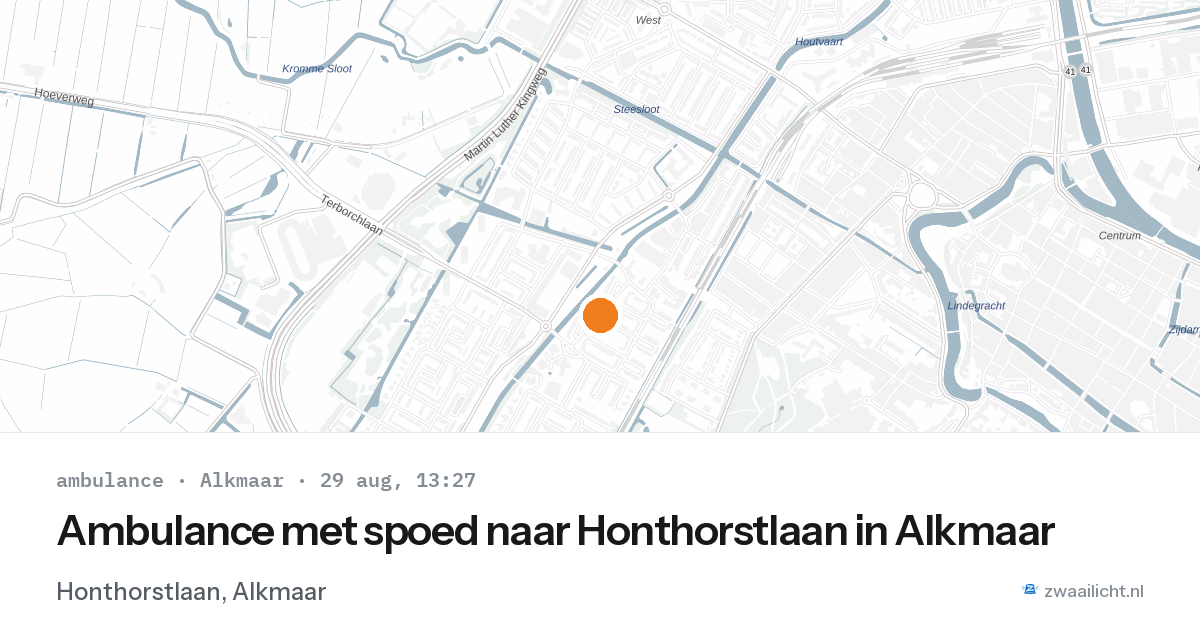 Ambulance met spoed naar Honthorstlaan in Alkmaar — 29 aug 2026