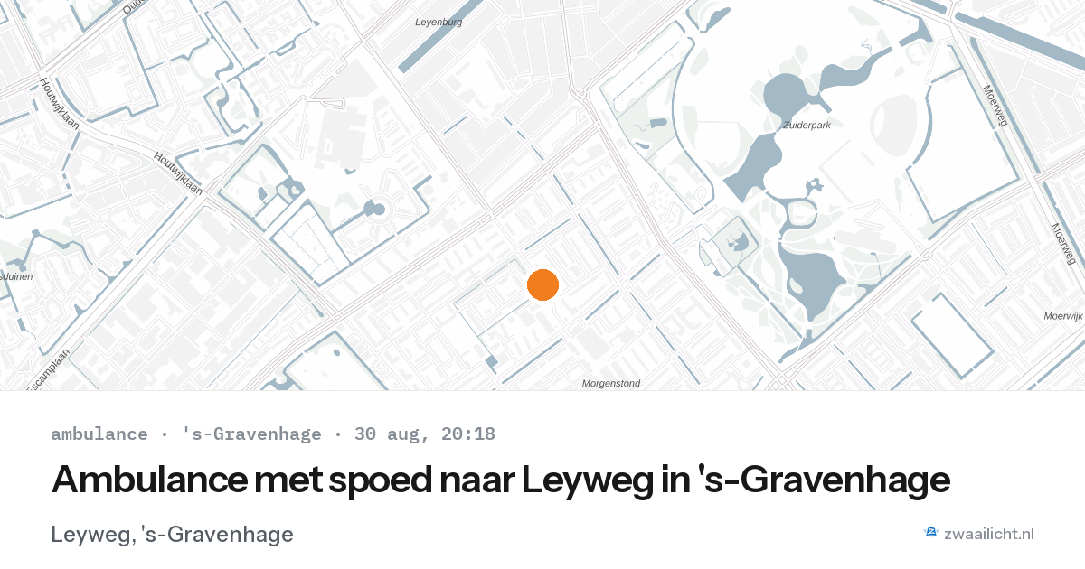 Ambulance met spoed naar Leyweg in 's-Gravenhage — 30 aug 2026