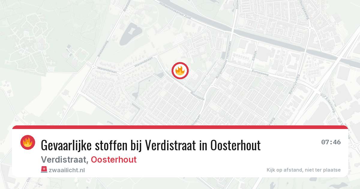 Gevaarlijke stoffen bij Verdistraat in Oosterhout — 6 apr 2026