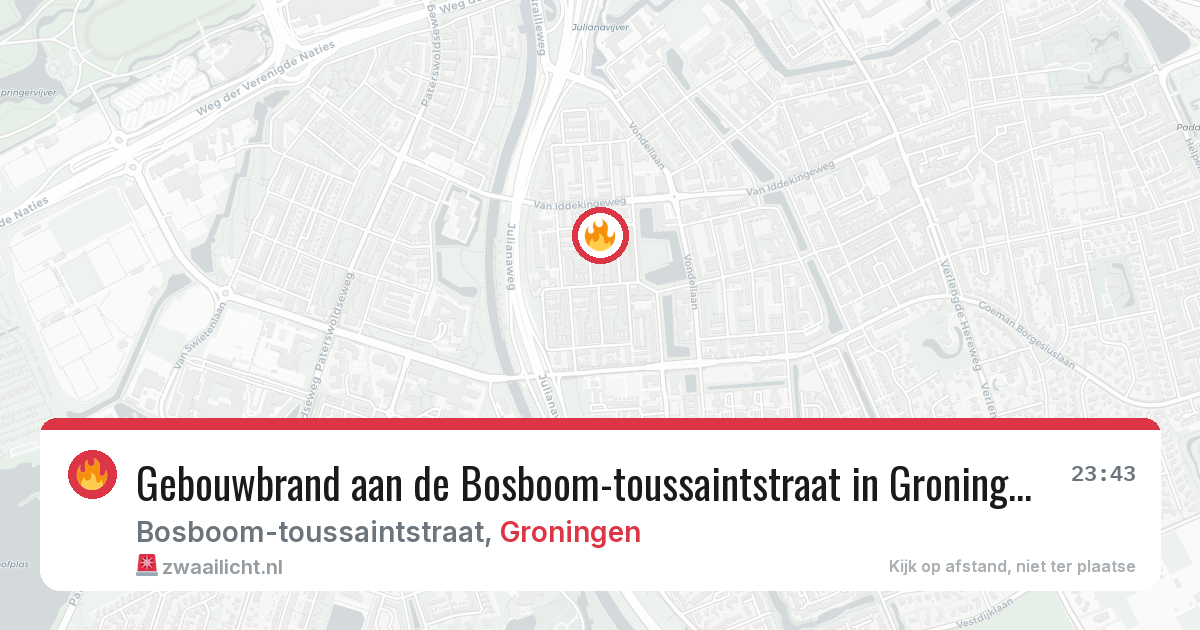 Gebouwbrand aan de Bosboom-toussaintstraat in Groningen — 5 aug 2026