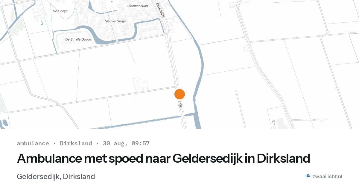 Ambulance met spoed naar Geldersedijk in Dirksland — 30 aug 2026