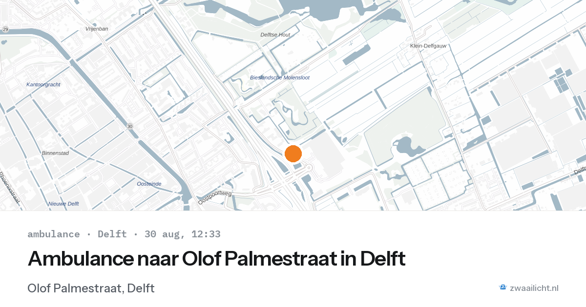 Ambulance naar Olof Palmestraat in Delft — 30 aug 2026