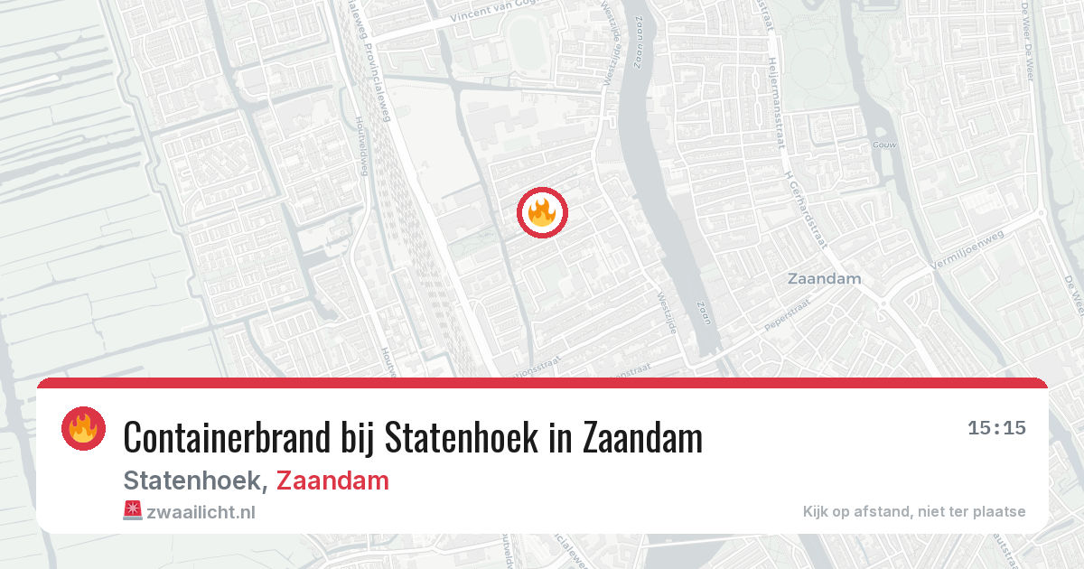Containerbrand bij Statenhoek in Zaandam — 10 aug 2026