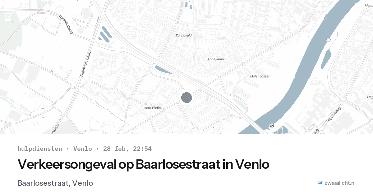 Verkeersongeval op Baarlosestraat in Venlo — 28 feb 2026