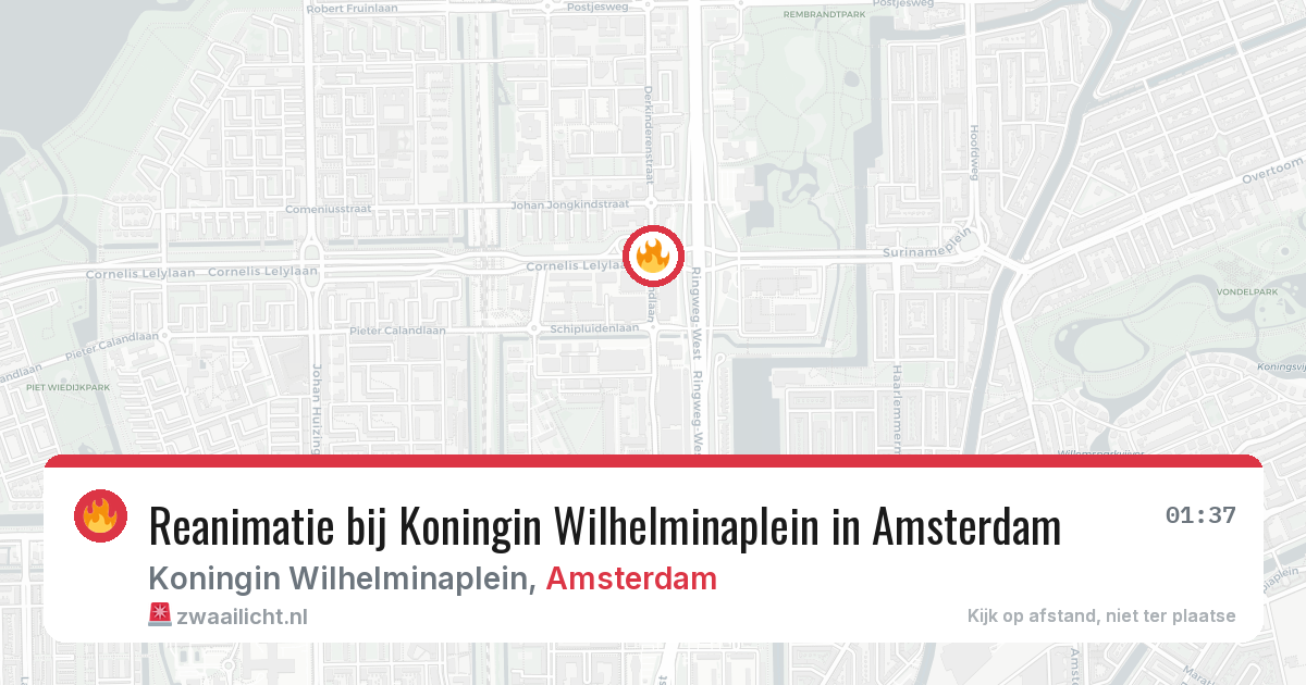 Reanimatie bij Koningin Wilhelminaplein in Amsterdam — 15 mrt 2026